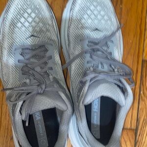 Hoka Gray and White Sneakers